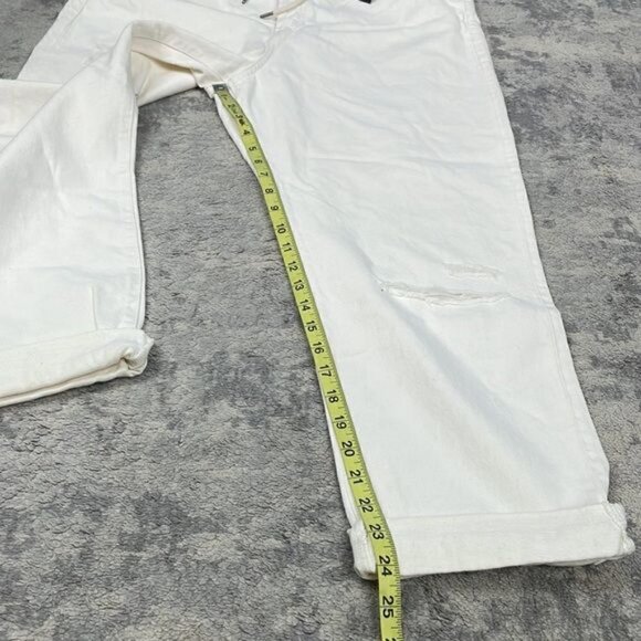 NWT Gap Boyfriend Draw Cord High Rise Distressed Jeans Paperbag Off White Sz 31P - Picture 9 of 15
